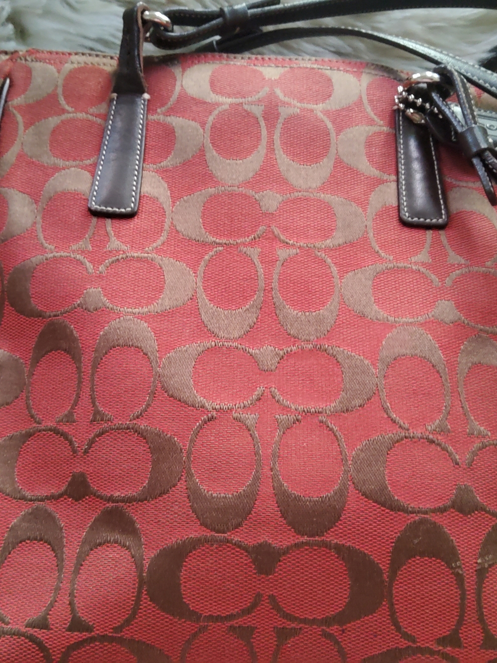 Coach Signature Series Tapestry and Leather EUC 6090 FLAW Sold as Is - Picture 10 of 16